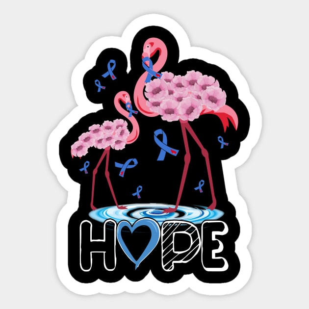 Flamingo Hope Blue Ribbon Diabetes Type 1 Awareness Sticker by ROMANSAVINRST